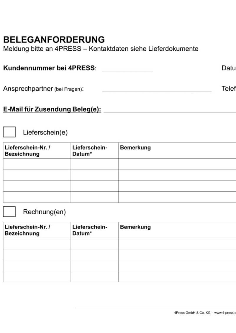 Beleganforderung - 4PRESS