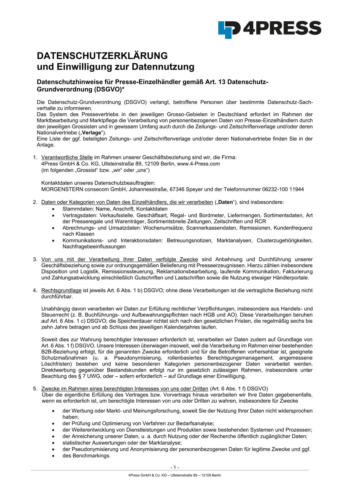 Datenschutz - 4PRESS