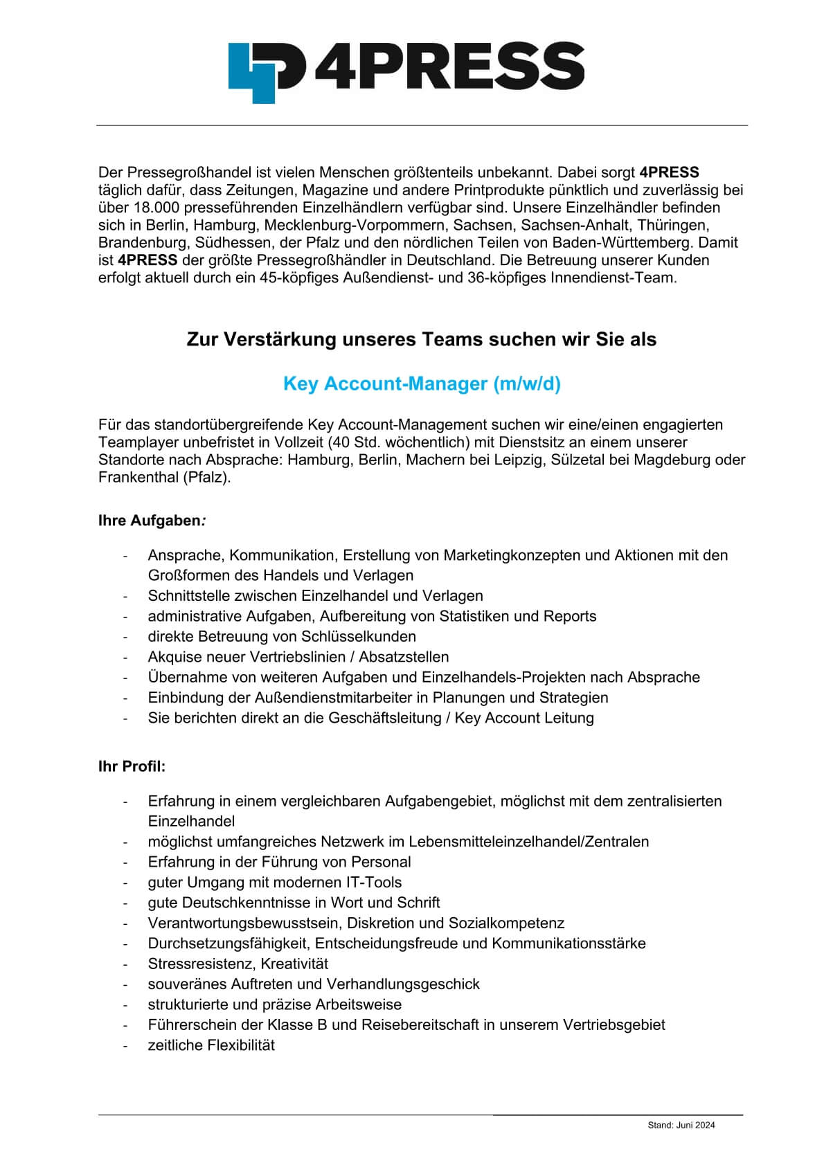 Key Account (m/w/d) - Jobs 4PRESS