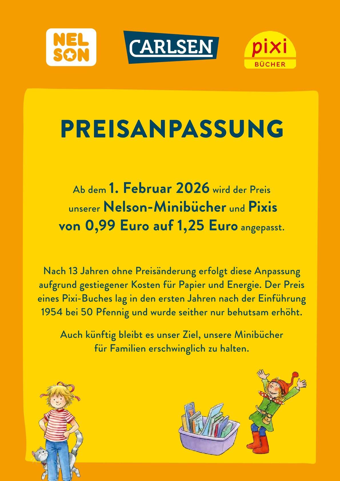 Preisänderung Pixi+Minibuch 2026